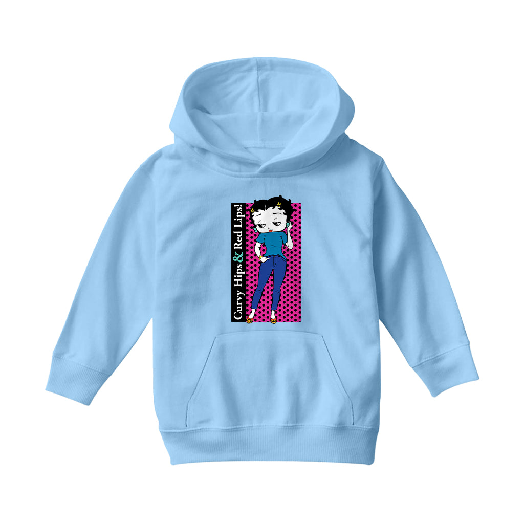 Betty Boop Curvy Hips & Red Lips! Kids Hooded Sweatshirt