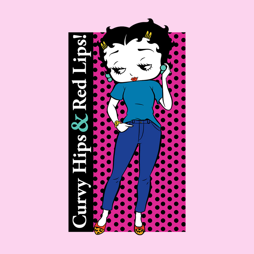 Betty Boop Curvy Hips & Red Lips! Kids Hooded Sweatshirt