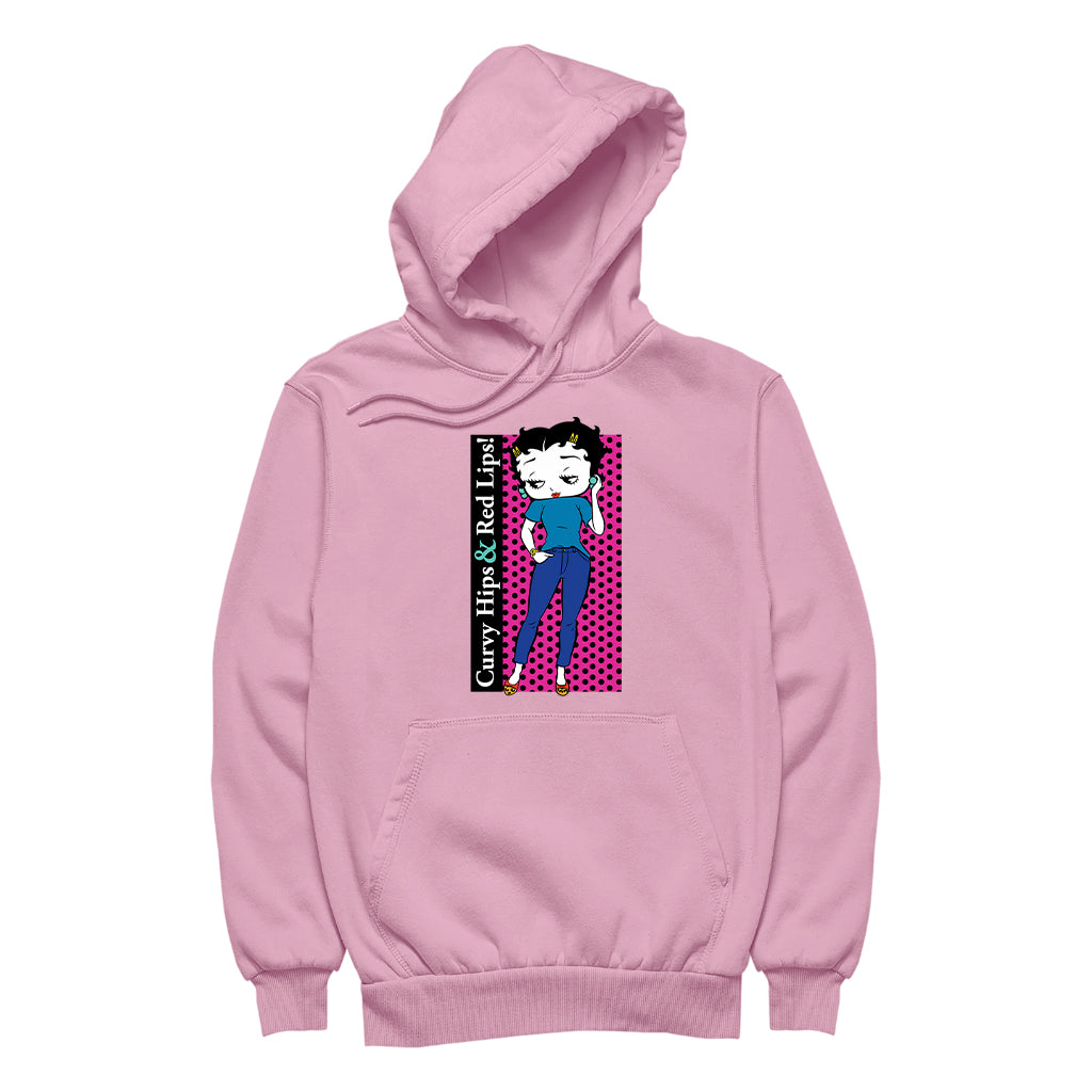 Betty Boop Curvy Hips & Red Lips! Women's Hooded Sweatshirt