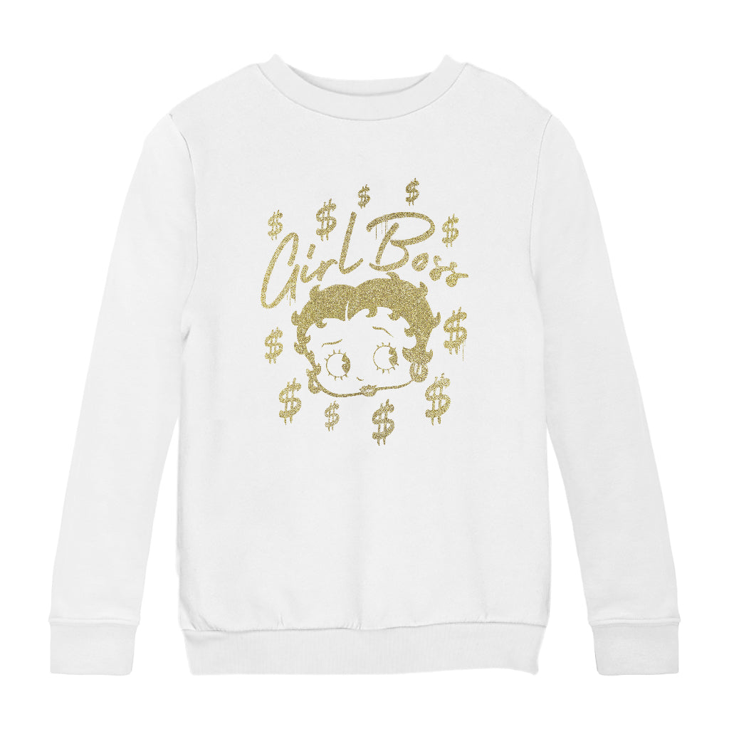 Betty Boop Girl Boss Dollar Signs Kids Sweatshirt
