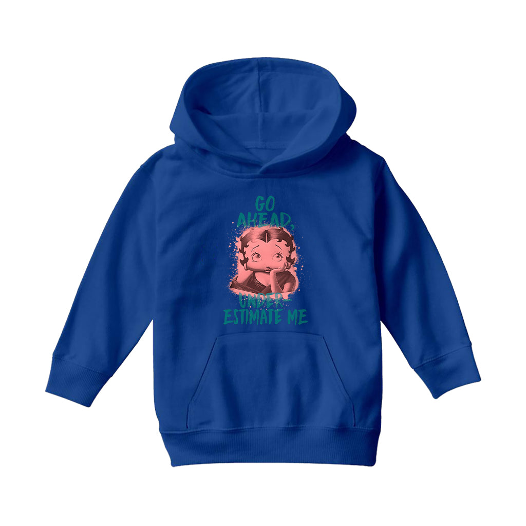 Betty Boop Pin-Up Go Ahead, Underestimate Me Kids Hooded Sweatshirt