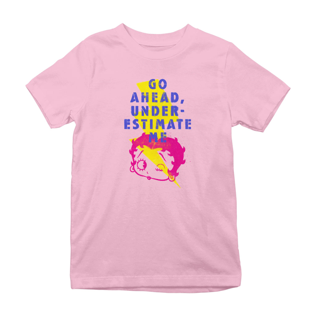 Betty Boop Go Ahead, Underestimate Me Lightning Bolt Art Kids T-Shirt