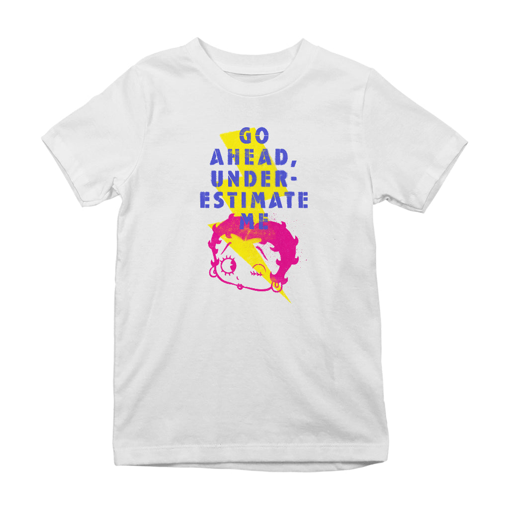 Betty Boop Go Ahead, Underestimate Me Lightning Bolt Art Kids T-Shirt