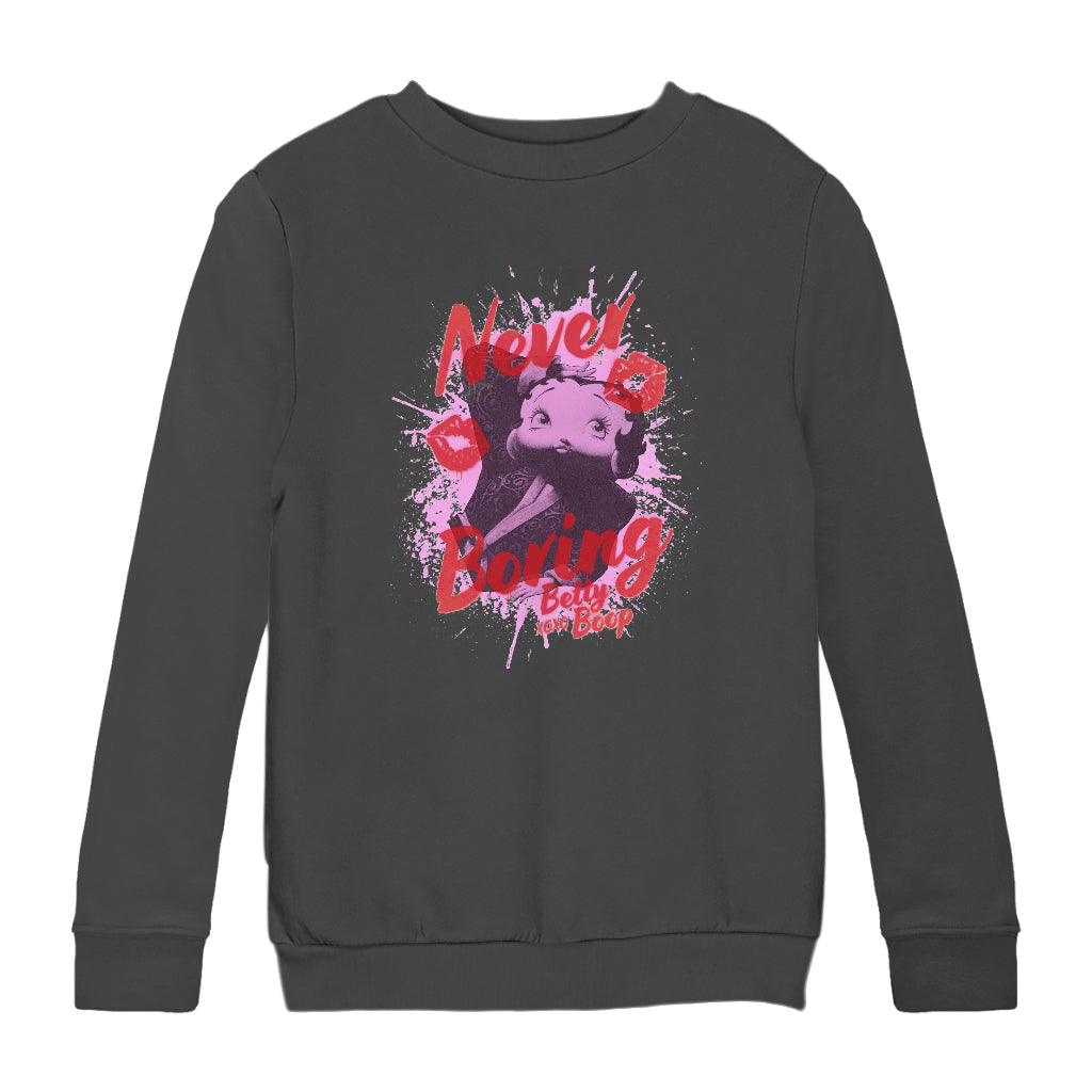 Betty Boop Pin-Up Never Boring XOXO Kids Sweatshirt