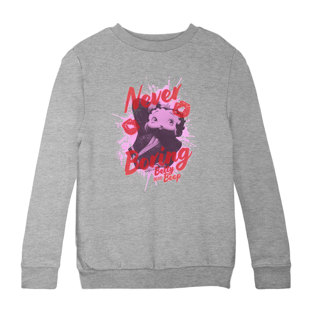 Betty Boop Pin-Up Never Boring XOXO Kids Sweatshirt