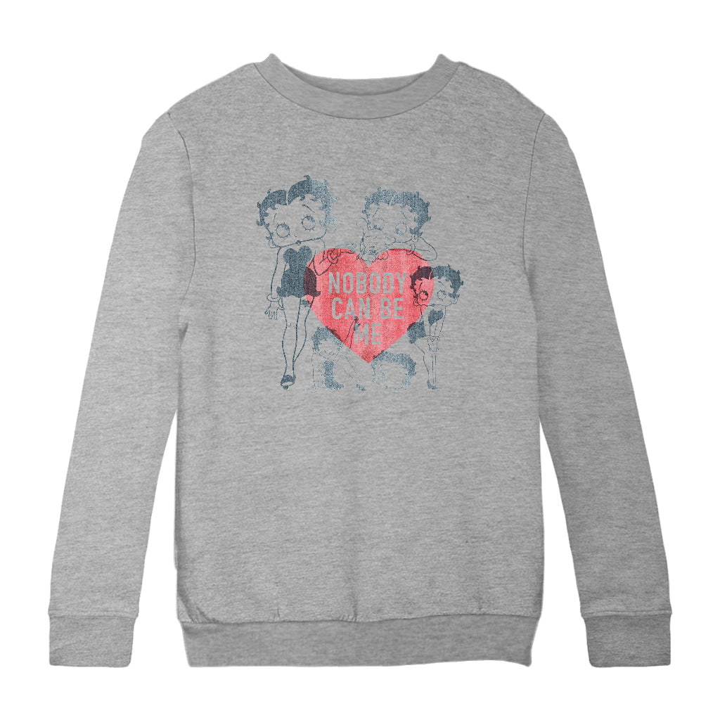 Betty Boop Heart Nobody Can Be Me Kids Sweatshirt