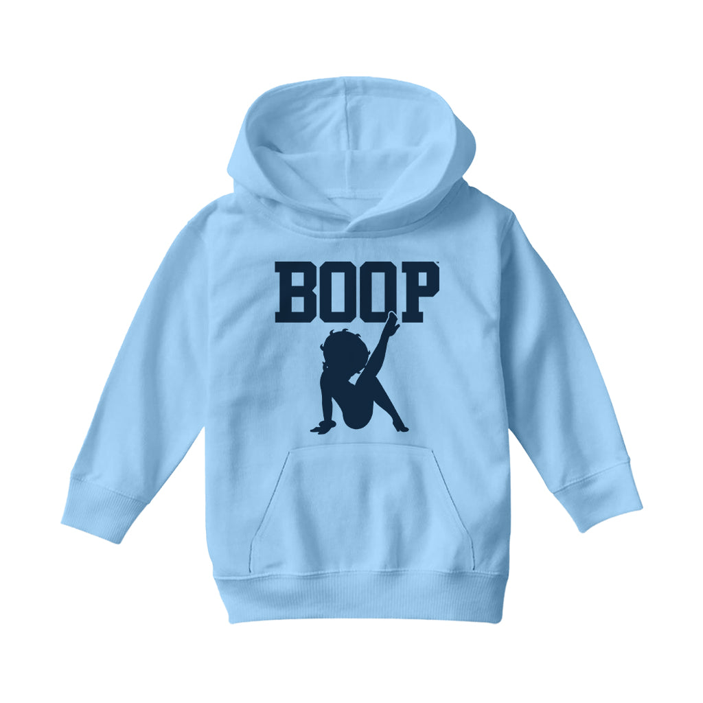 Betty Boop Leg Kick Silhouette College Sports Text Kids Hooded Sweatshirt
