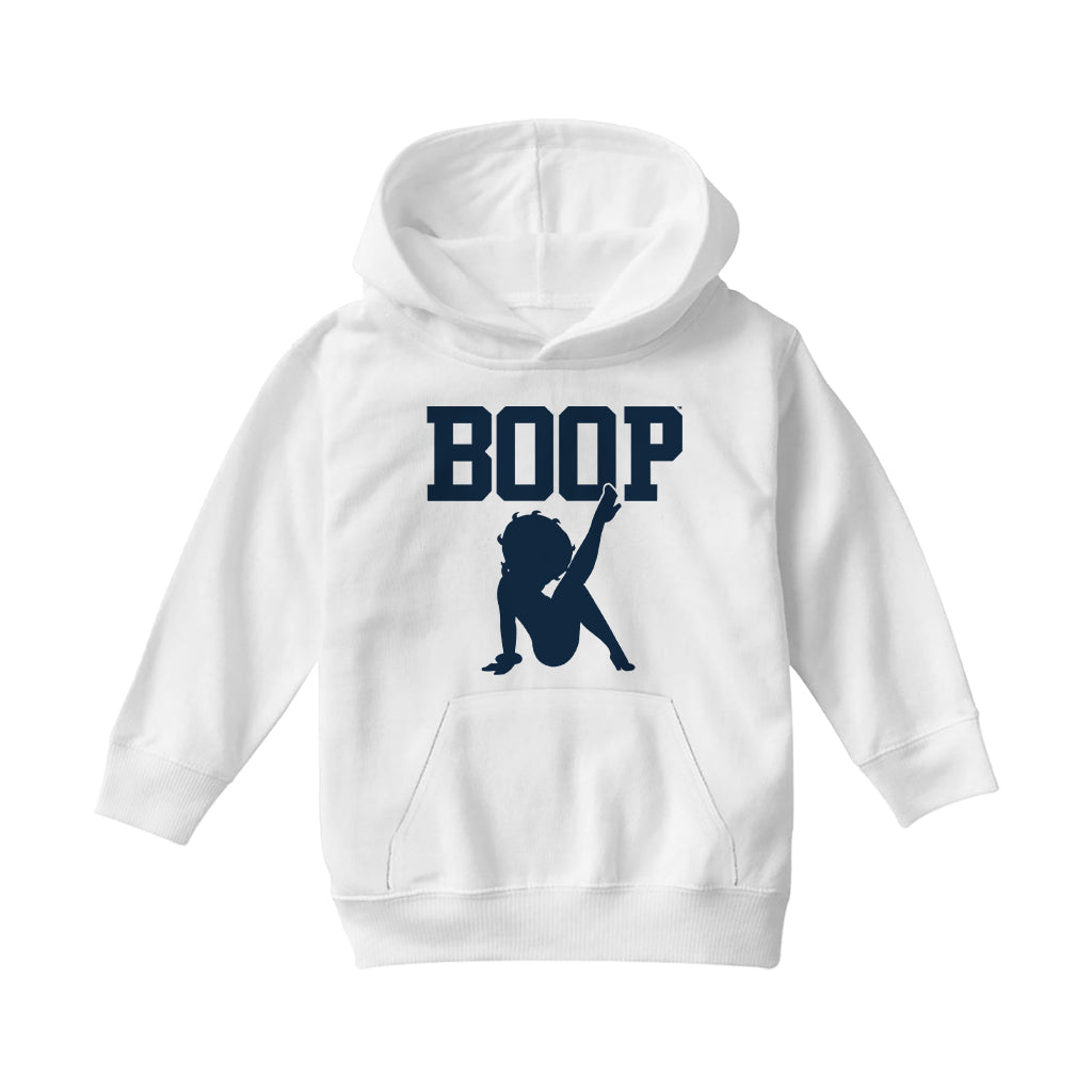 Betty Boop Leg Kick Silhouette College Sports Text Kids Hooded Sweatshirt