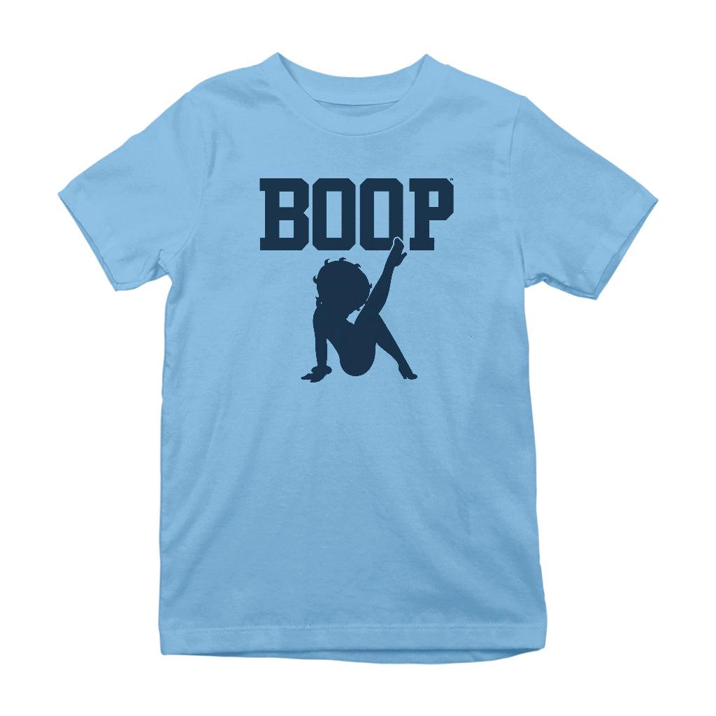 Betty Boop Leg Kick Silhouette College Sports Text Kids T-Shirt