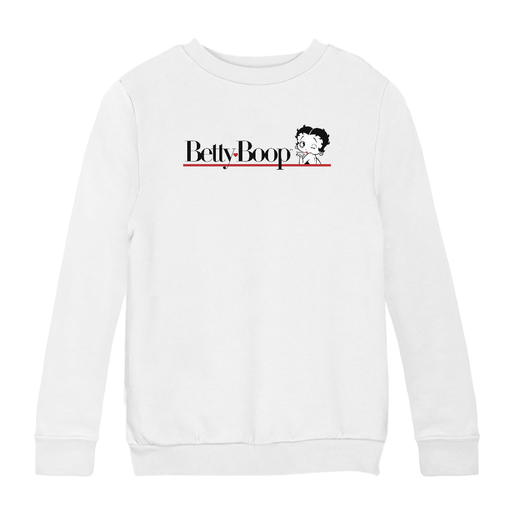 Betty Boop Heart Line Blowing Kiss Kids Sweatshirt