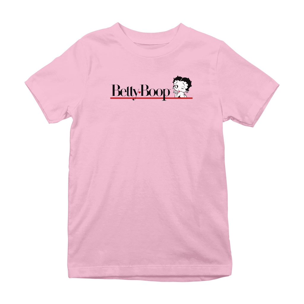 Betty Boop Heart Line Blowing Kiss Kids T-Shirt