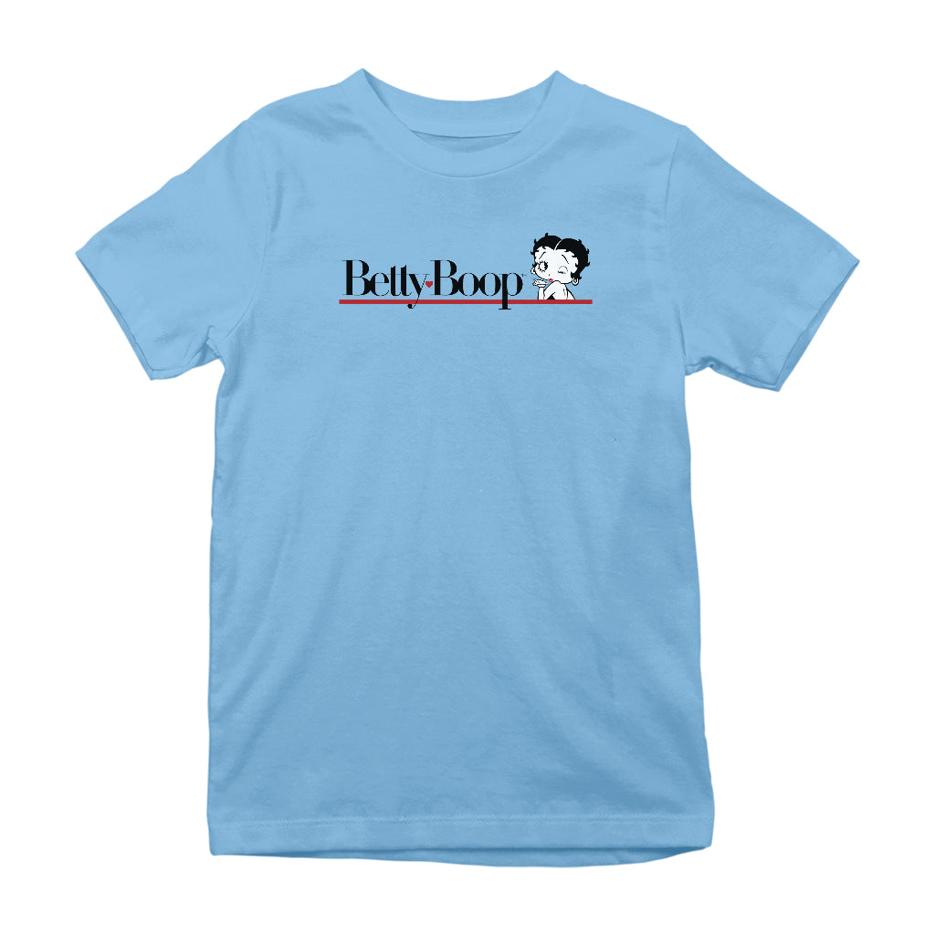 Betty Boop Heart Line Blowing Kiss Kids T-Shirt