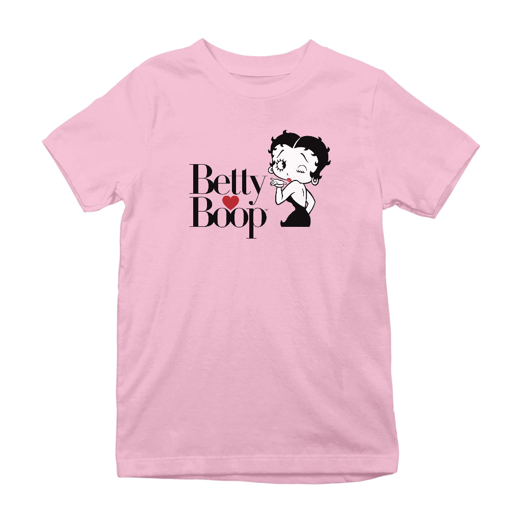 Betty Boop Blowing Kiss Heart Kids T-Shirt