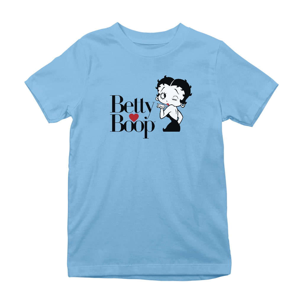 Betty Boop Blowing Kiss Heart Kids T-Shirt