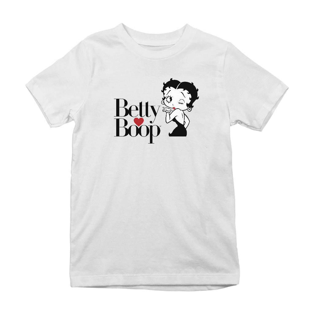 Betty Boop Blowing Kiss Heart Kids T-Shirt