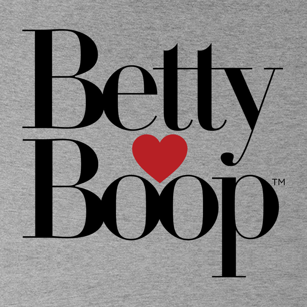 Betty Boop Classic Text Logo Heart Kids Hooded Sweatshirt
