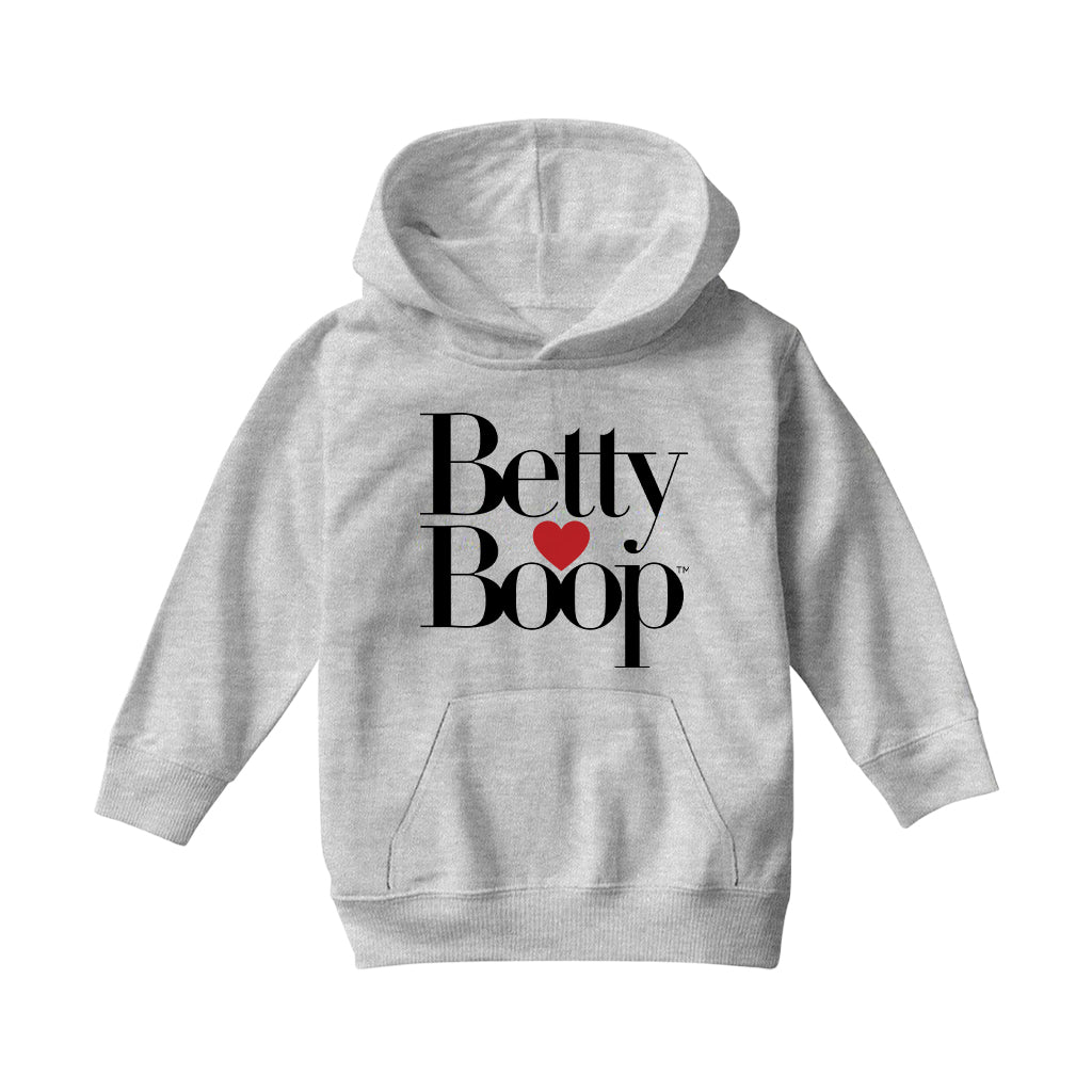 Betty Boop Classic Text Logo Heart Kids Hooded Sweatshirt