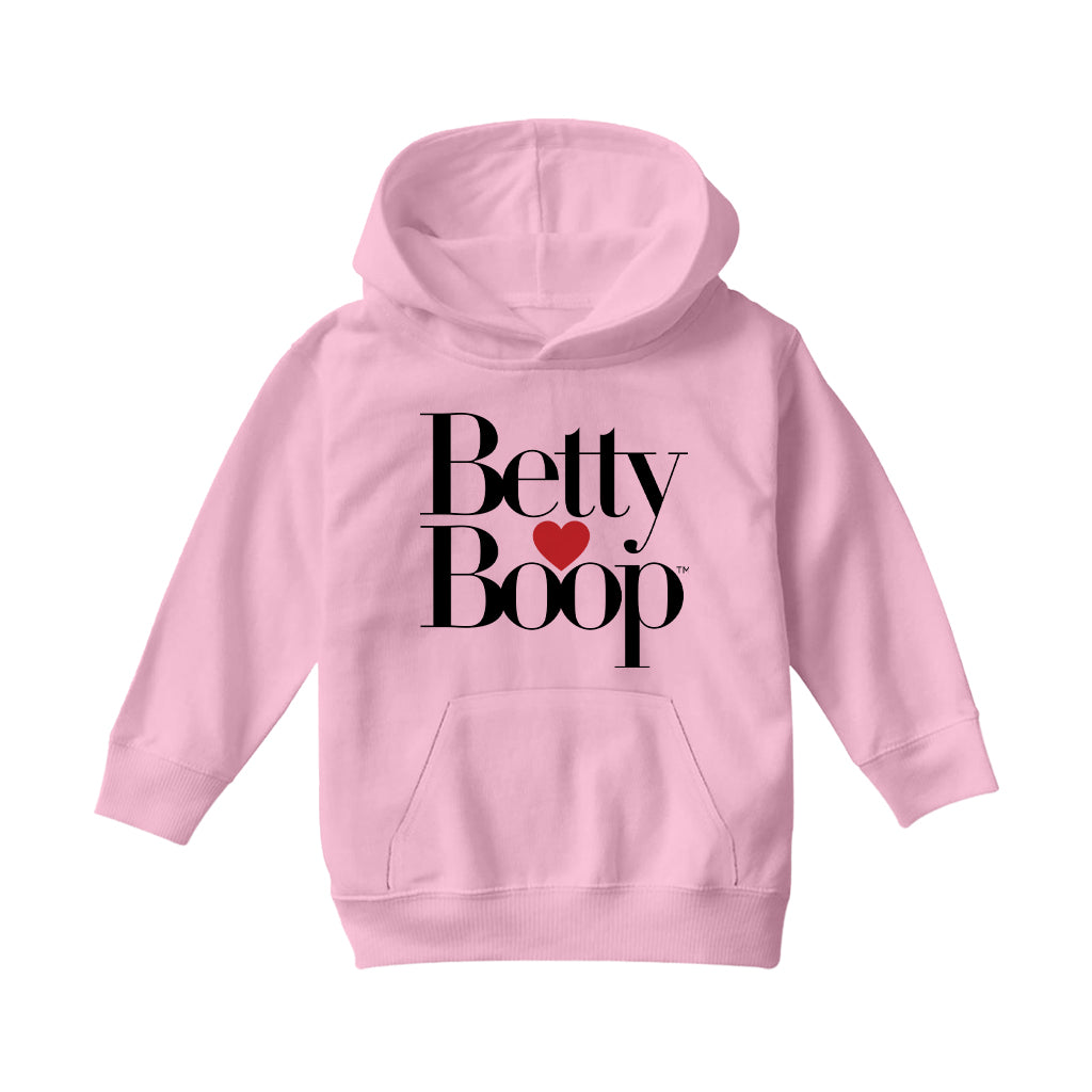 Betty Boop Classic Text Logo Heart Kids Hooded Sweatshirt