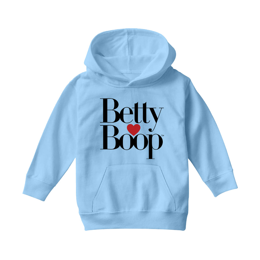 Betty Boop Classic Text Logo Heart Kids Hooded Sweatshirt