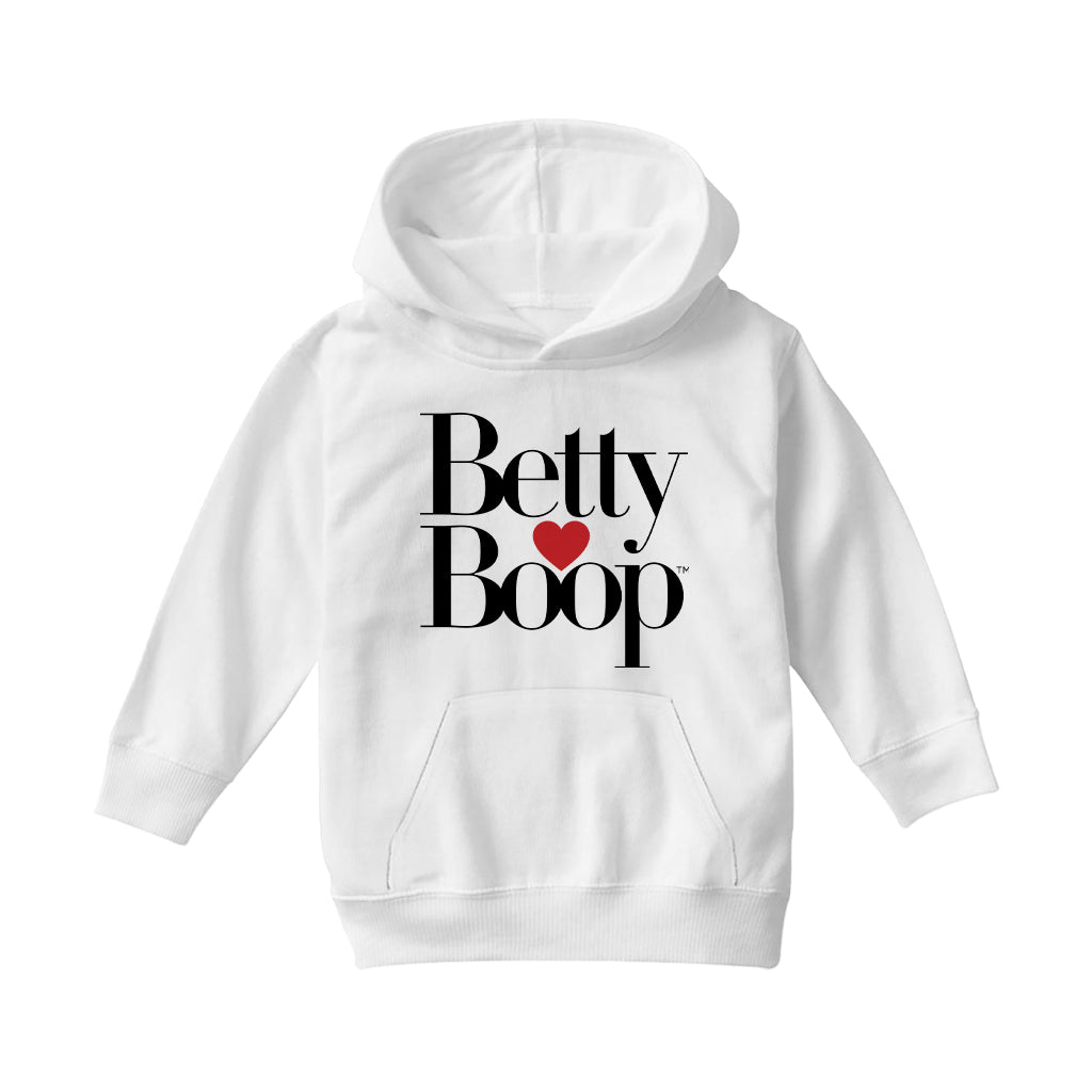 Betty Boop Classic Text Logo Heart Kids Hooded Sweatshirt