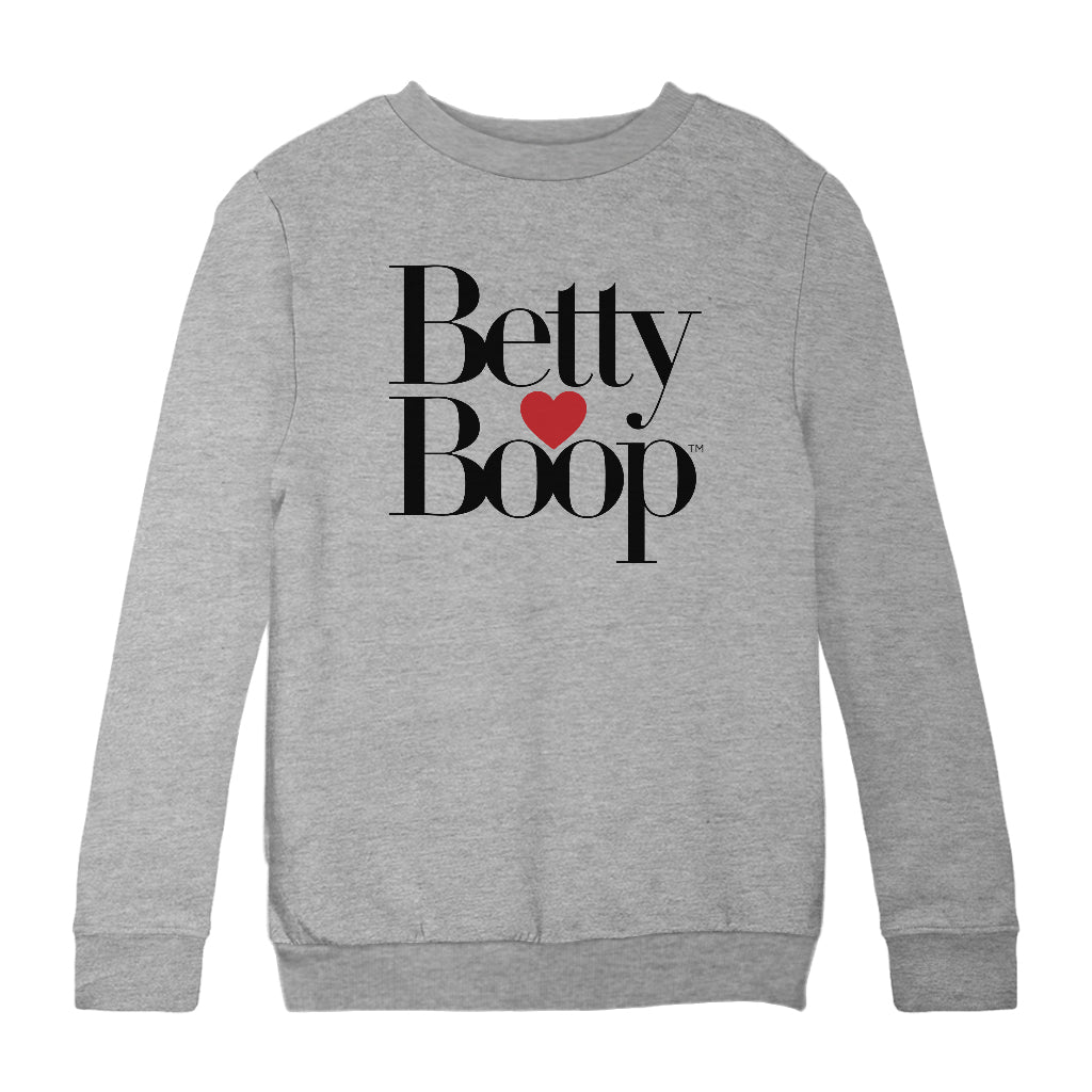 Betty Boop Classic Text Logo Heart Kids Sweatshirt