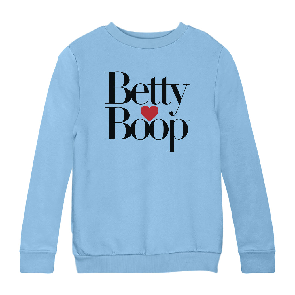 Betty Boop Classic Text Logo Heart Kids Sweatshirt