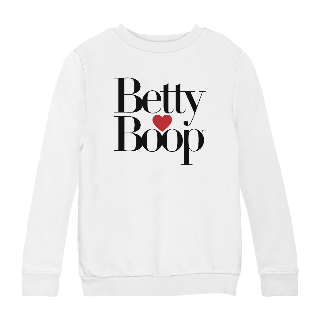 Betty Boop Classic Text Logo Heart Kids Sweatshirt