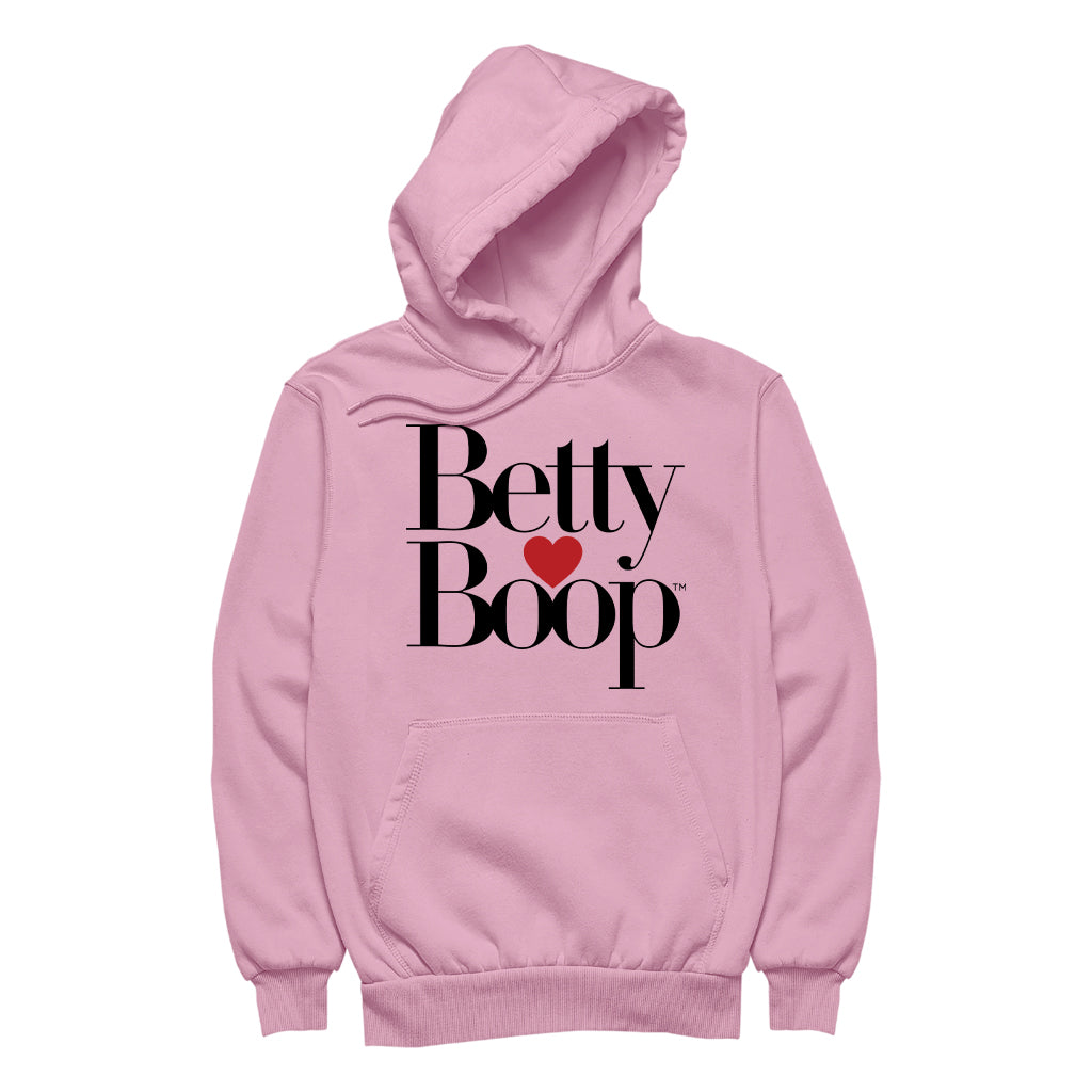 Betty Boop Classic Text Logo Heart Men's Hooded Sweatshirt