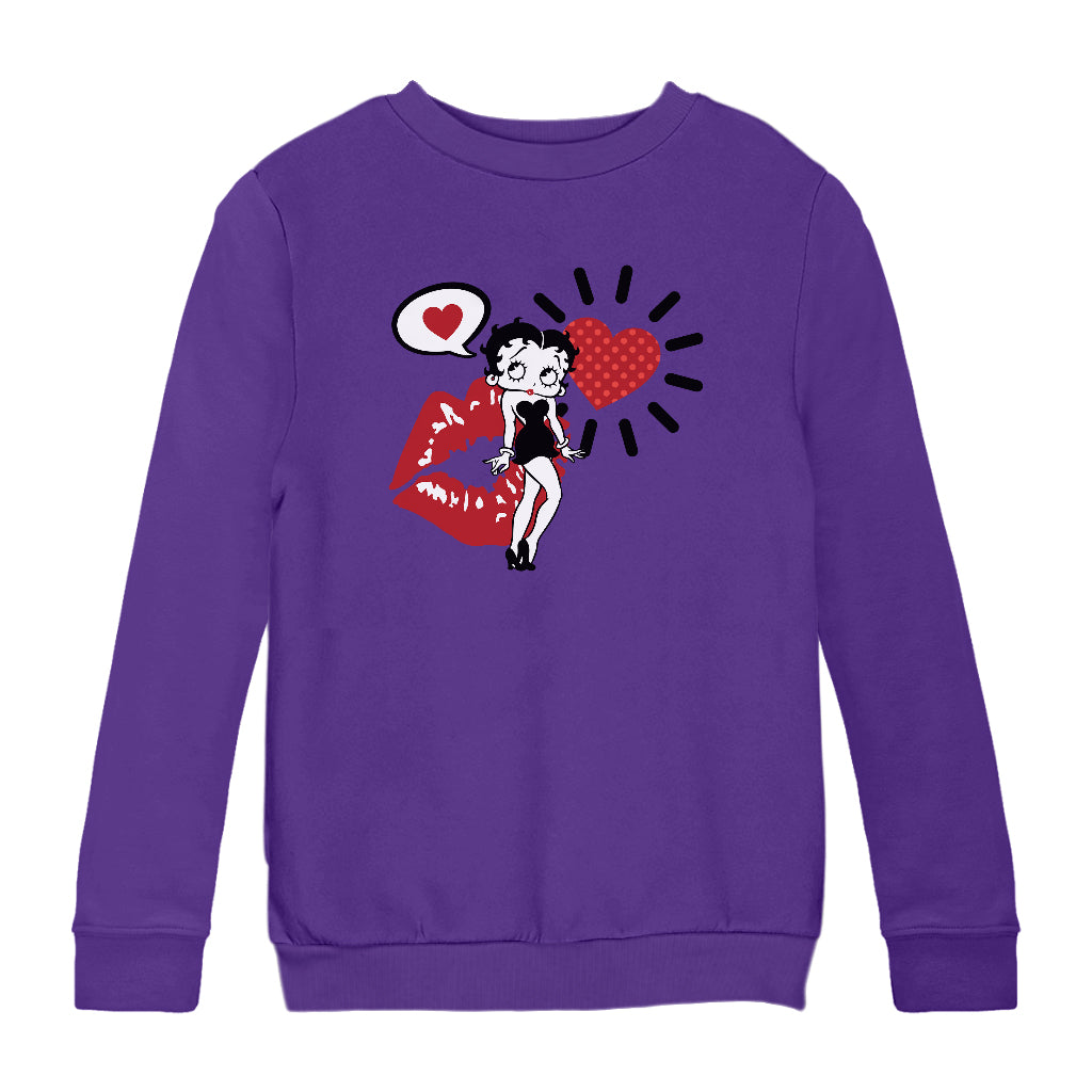 Betty Boop Heart Kiss Icons Kids Sweatshirt