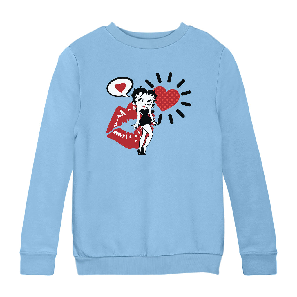 Betty Boop Heart Kiss Icons Kids Sweatshirt