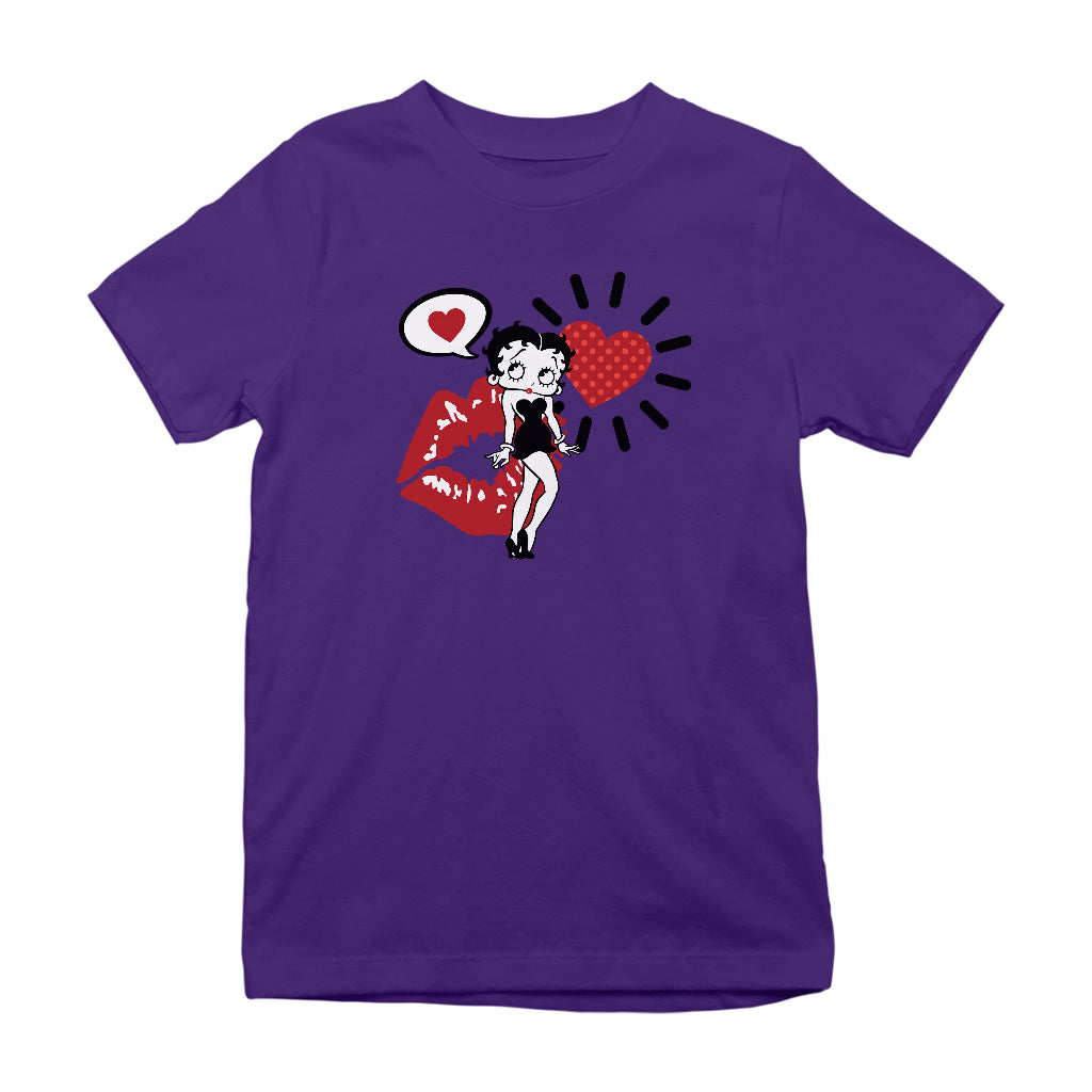 Betty Boop Heart Kiss Icons Kids T-Shirt