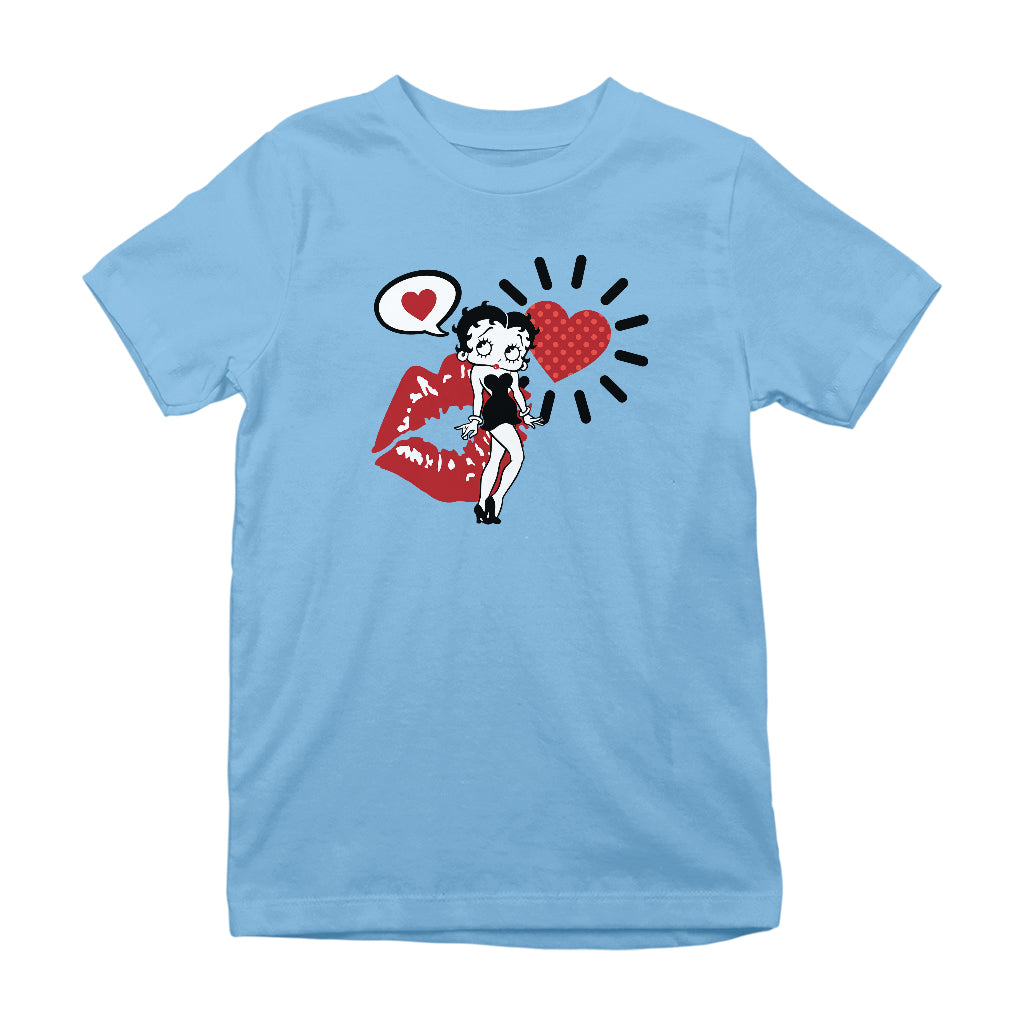 Betty Boop Heart Kiss Icons Kids T-Shirt