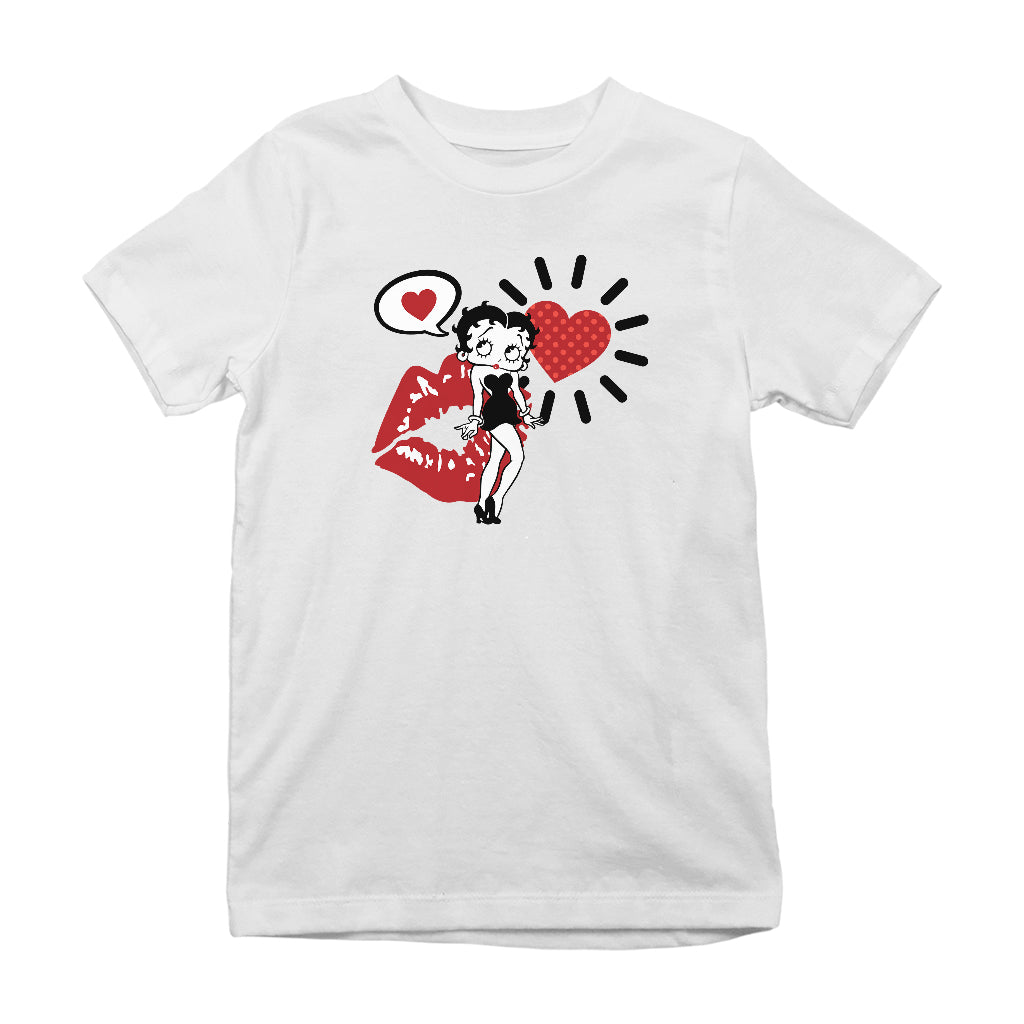 Betty Boop Heart Kiss Icons Kids T-Shirt