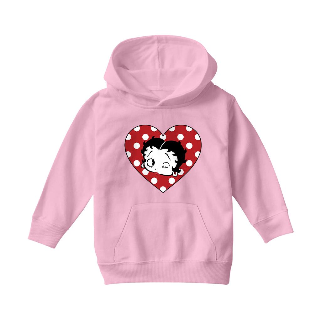 Betty Boop Polka Dot Heart Kids Hooded Sweatshirt