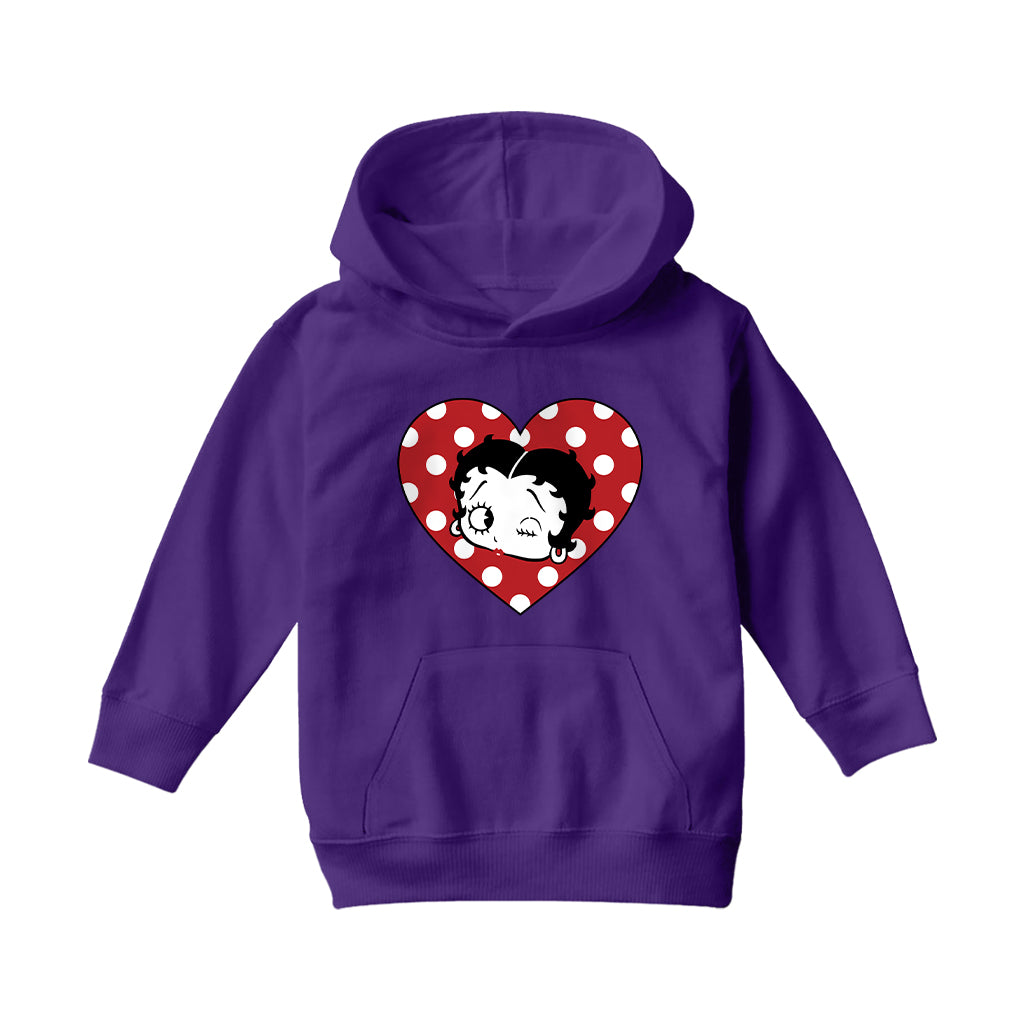 Betty Boop Polka Dot Heart Kids Hooded Sweatshirt