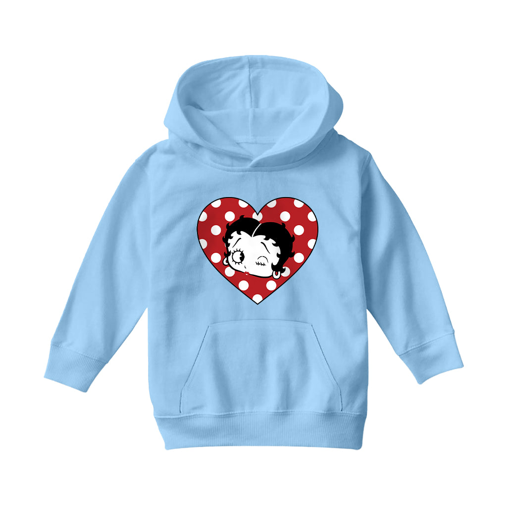 Betty Boop Polka Dot Heart Kids Hooded Sweatshirt