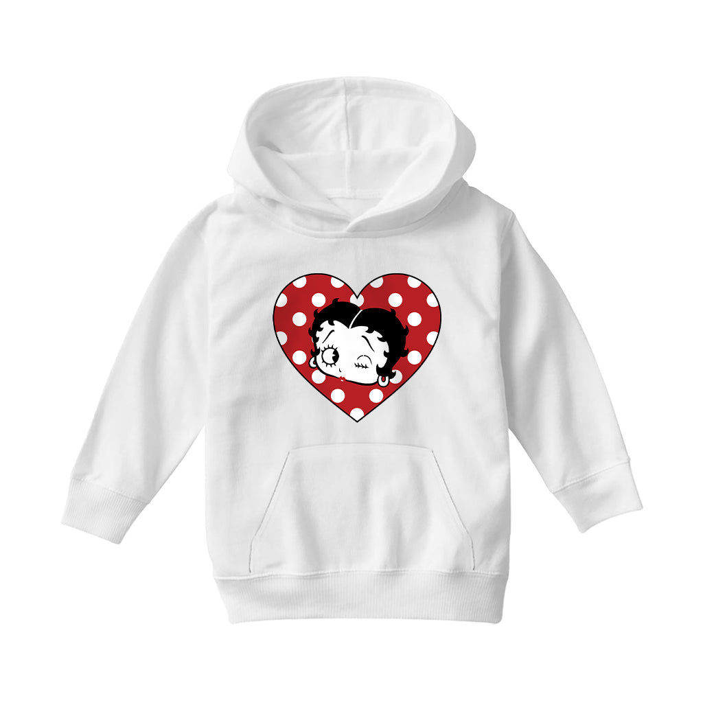 Betty Boop Polka Dot Heart Kids Hooded Sweatshirt