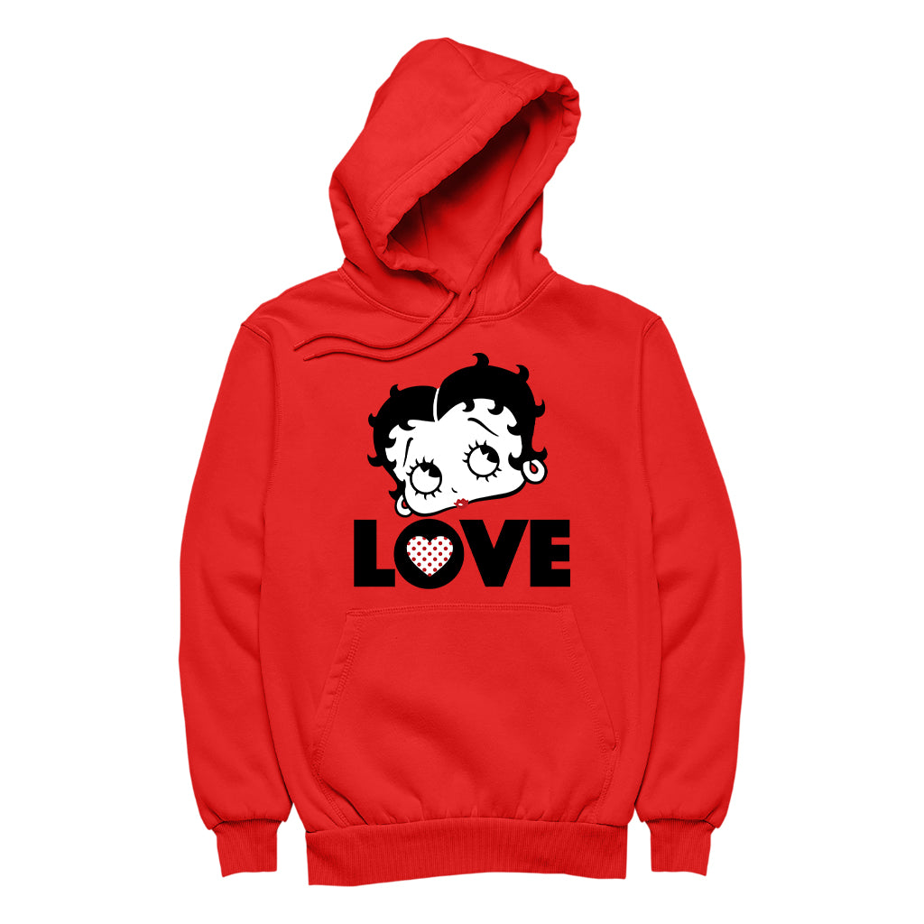 Betty Boop Love Face Polka Heart Men's Hooded Sweatshirt