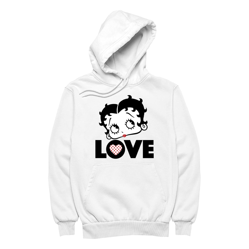 Betty Boop Love Face Polka Heart Men's Hooded Sweatshirt