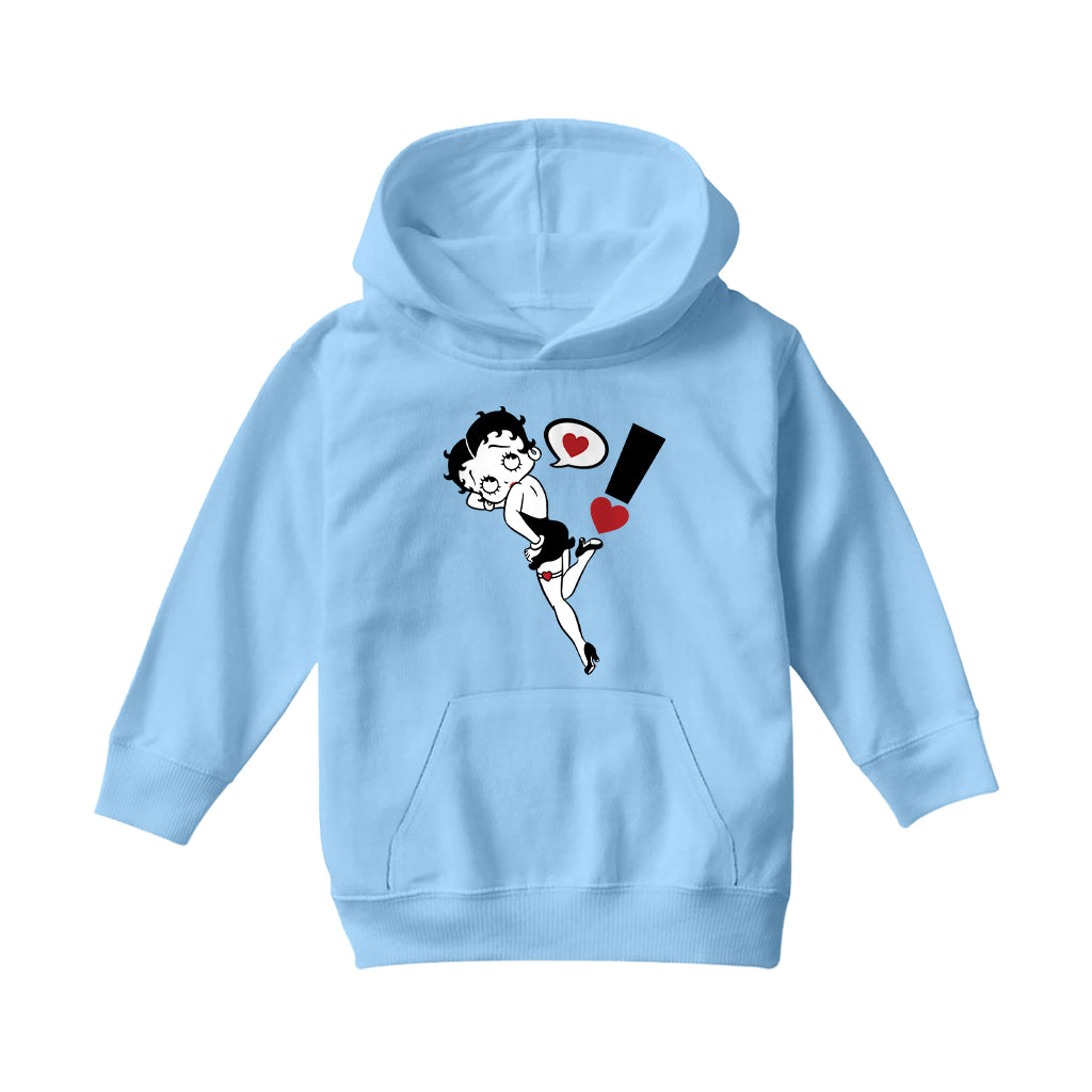 Betty Boop Exclamation Heart Heel Pose Kids Hooded Sweatshirt
