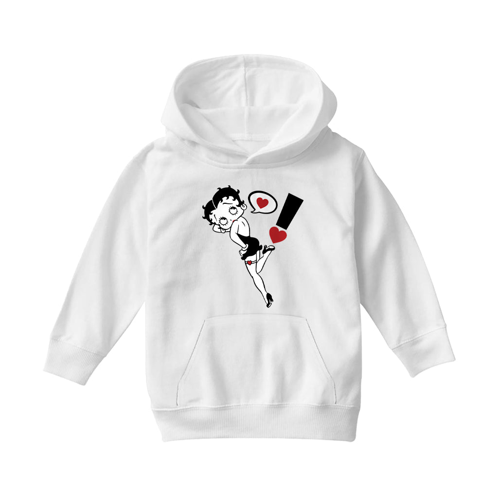 Betty Boop Exclamation Heart Heel Pose Kids Hooded Sweatshirt
