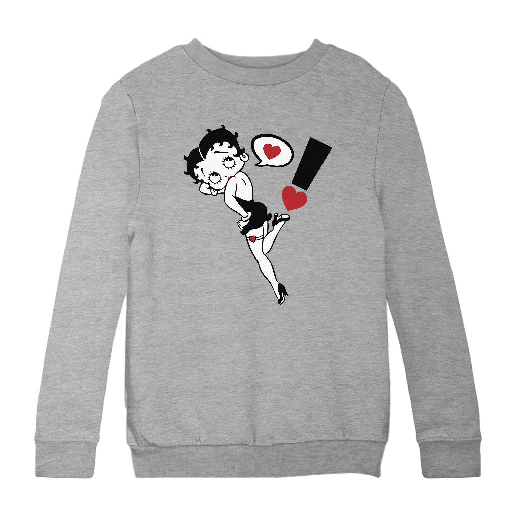 Betty Boop Exclamation Heart Heel Pose Kids Sweatshirt