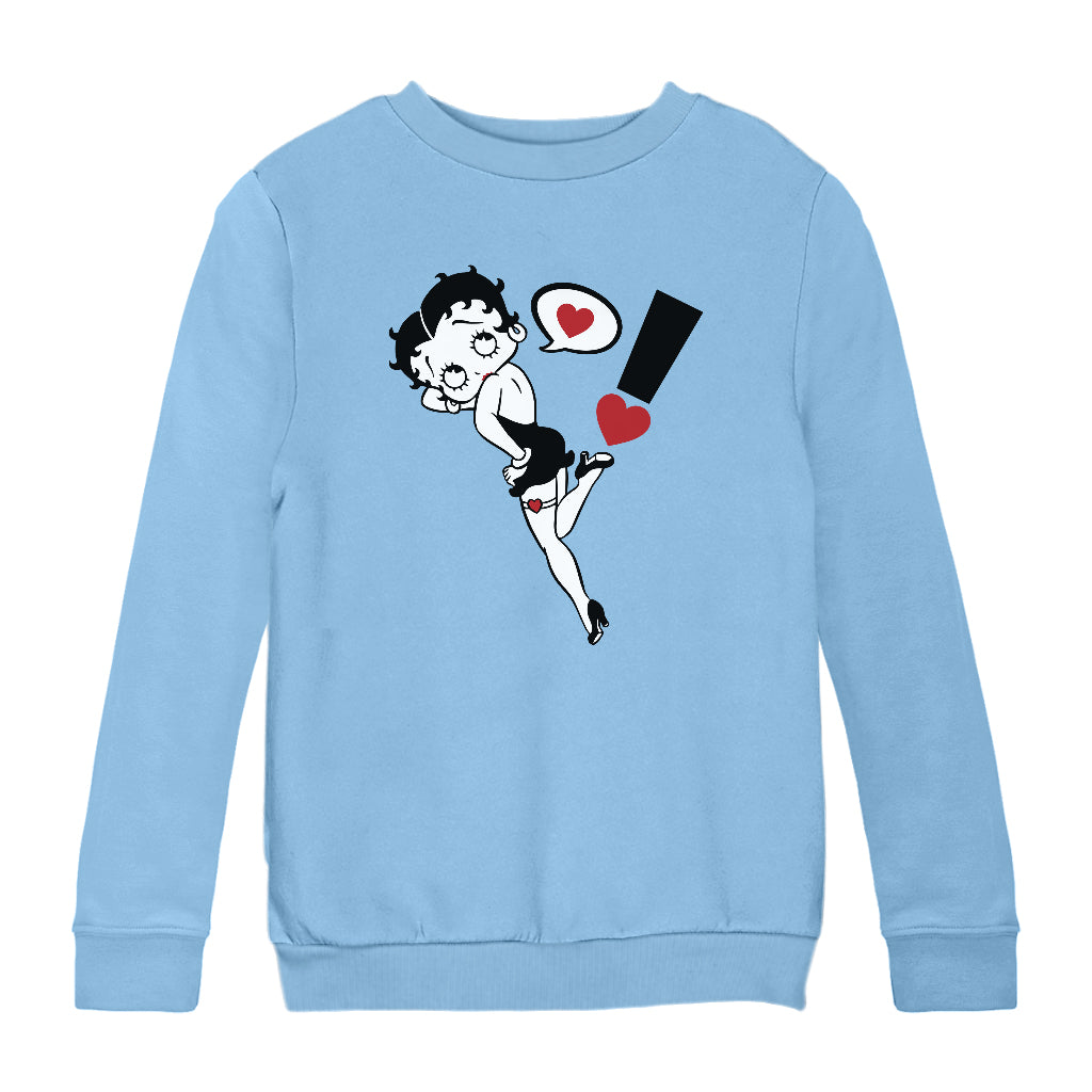 Betty Boop Exclamation Heart Heel Pose Kids Sweatshirt