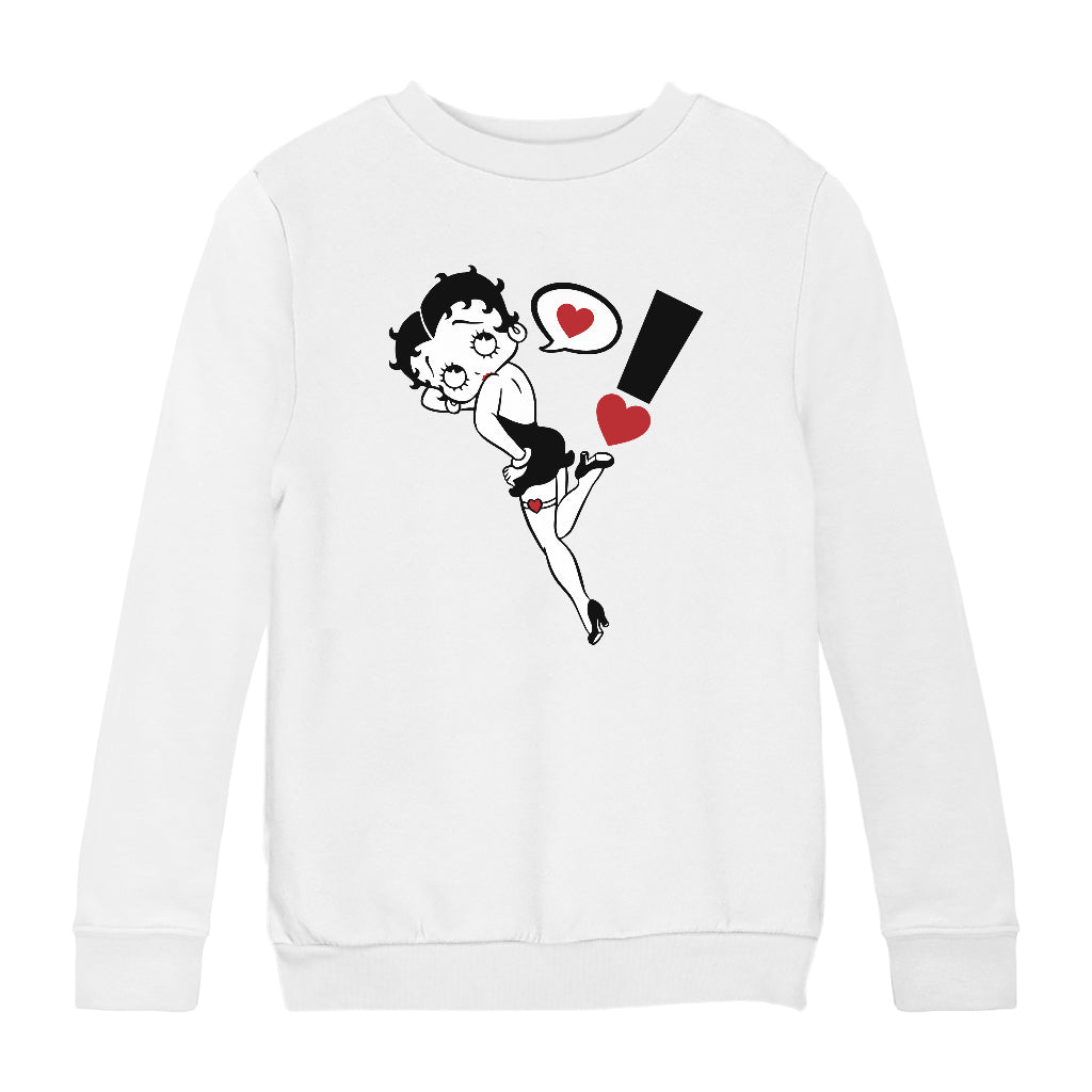 Betty Boop Exclamation Heart Heel Pose Kids Sweatshirt
