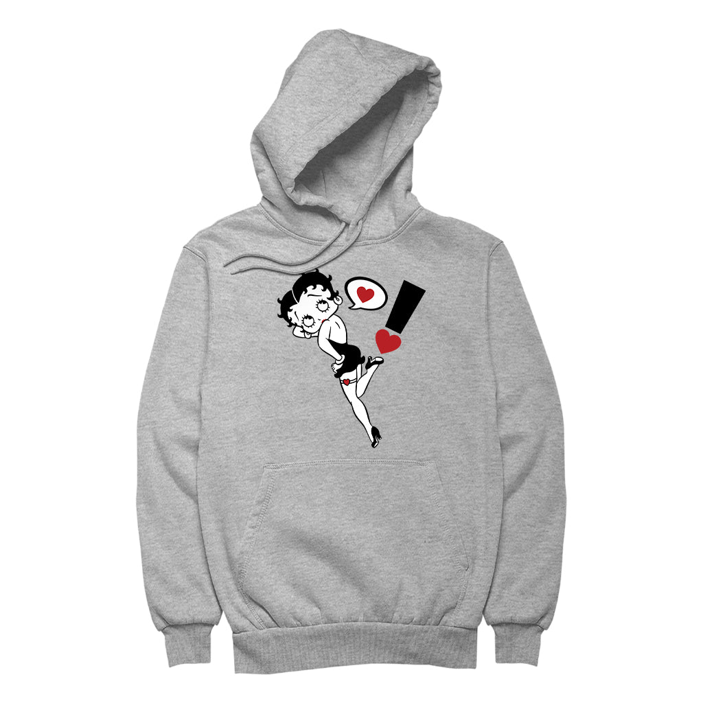 Betty Boop Exclamation Heart Heel Pose Men's Hooded Sweatshirt