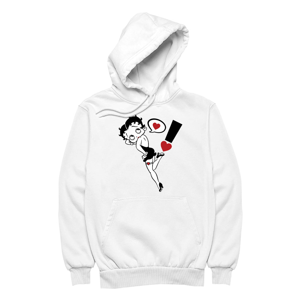 Betty Boop Exclamation Heart Heel Pose Men's Hooded Sweatshirt