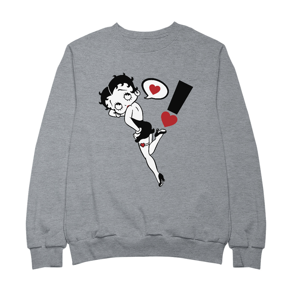 Betty Boop Exclamation Heart Heel Pose Men's Sweatshirt