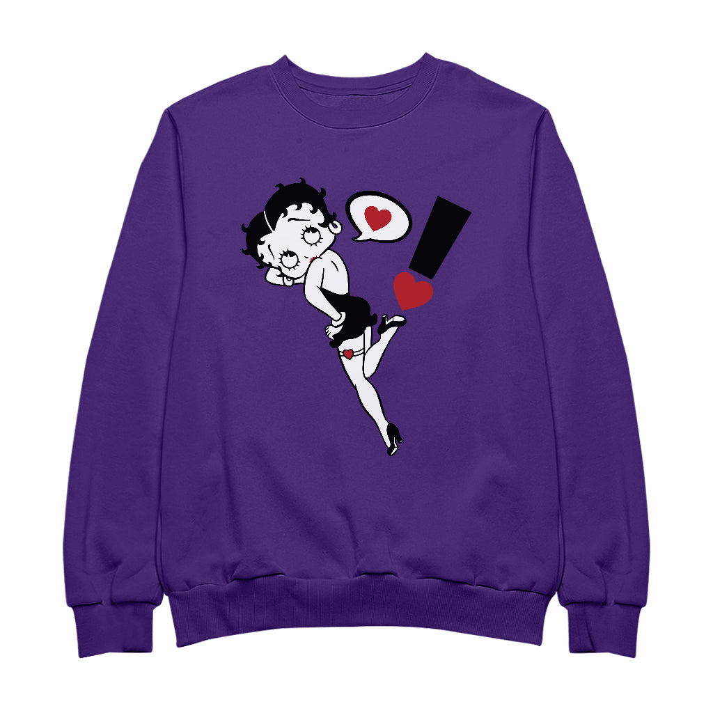 Betty Boop Exclamation Heart Heel Pose Men's Sweatshirt