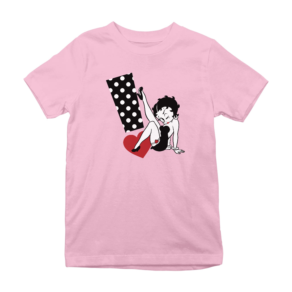 Betty Boop Polka Dot Exclamation Heart Kids T-Shirt