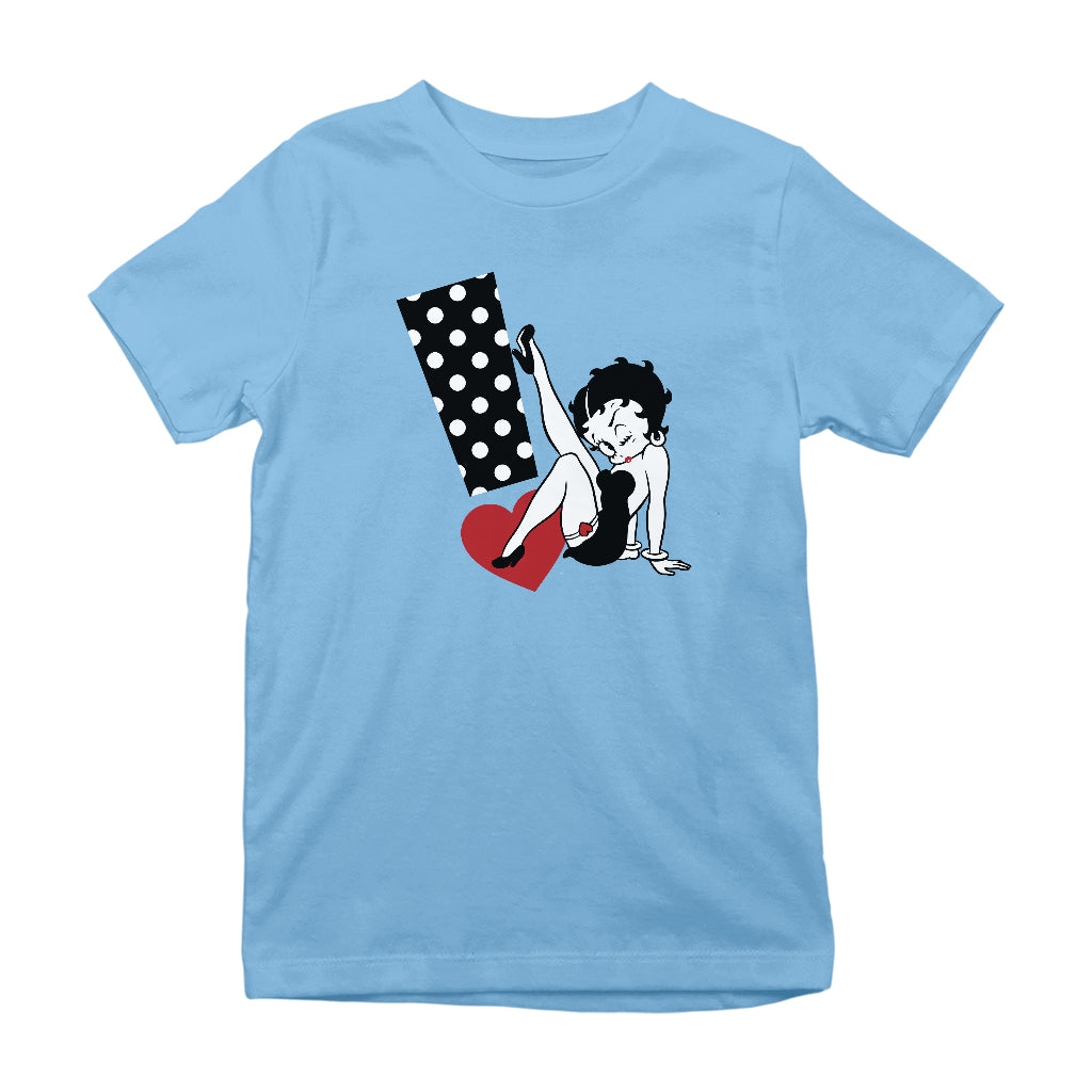 Betty Boop Polka Dot Exclamation Heart Kids T-Shirt